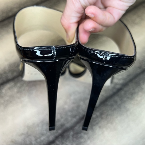 Jimmy Choo Hira 85 mm Black Soft Patent Leather Mule Heels Sandals - Picture 2 of 10